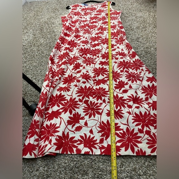 Vintage Linen Blend Vintage Bush Wacker Floral Midi Sleeveless Dress plus 16 - Picture 9 of 15